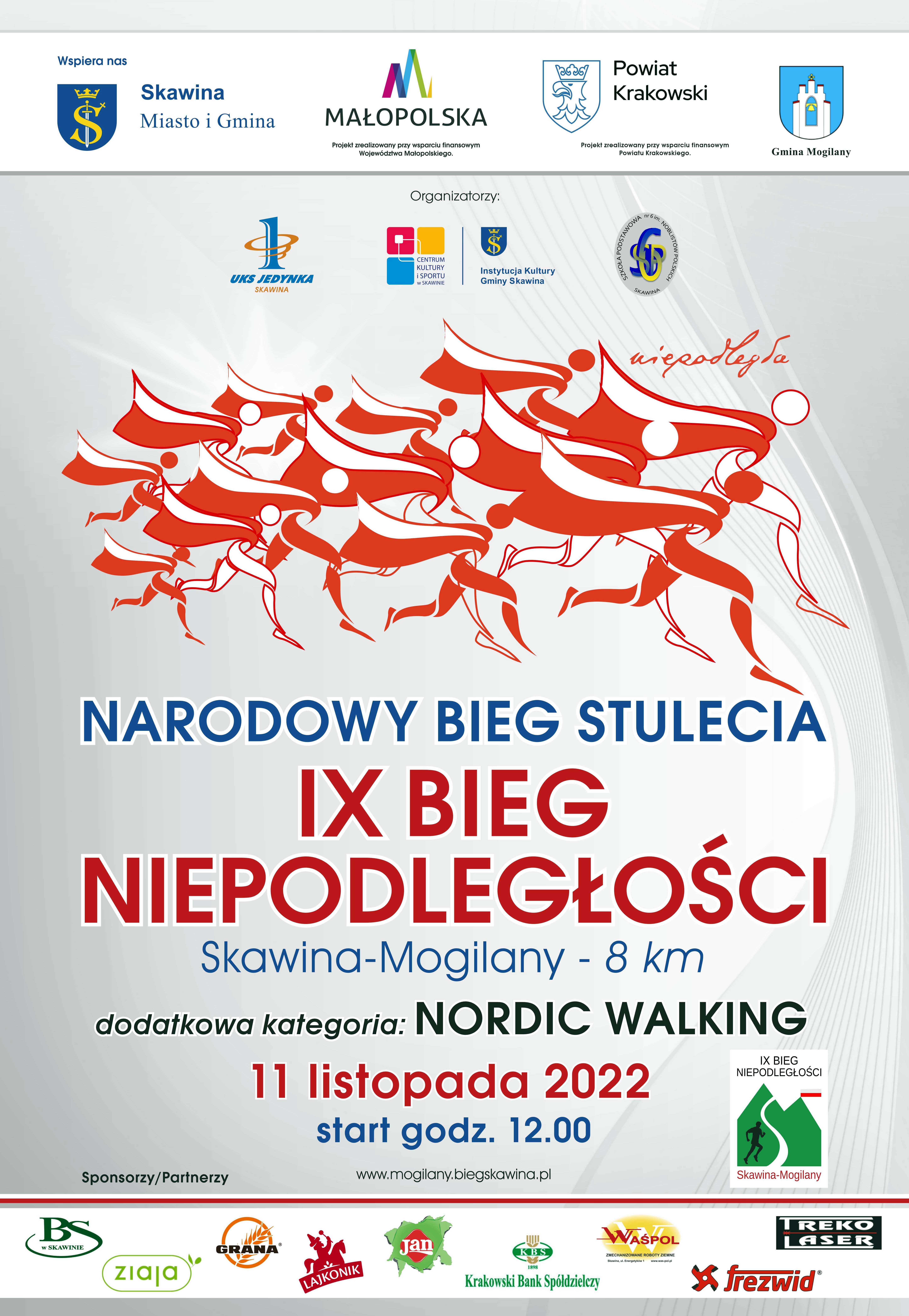 IX Bieg Niepodległości Skawina-Mogilany!!! - plakat