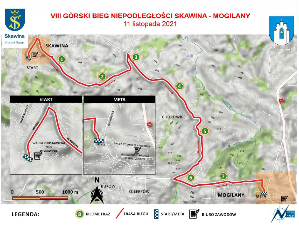 VIII Górski Bieg Niepodległości Skawina - Mogilany - utrudnienia w ruchu na trasie biegu