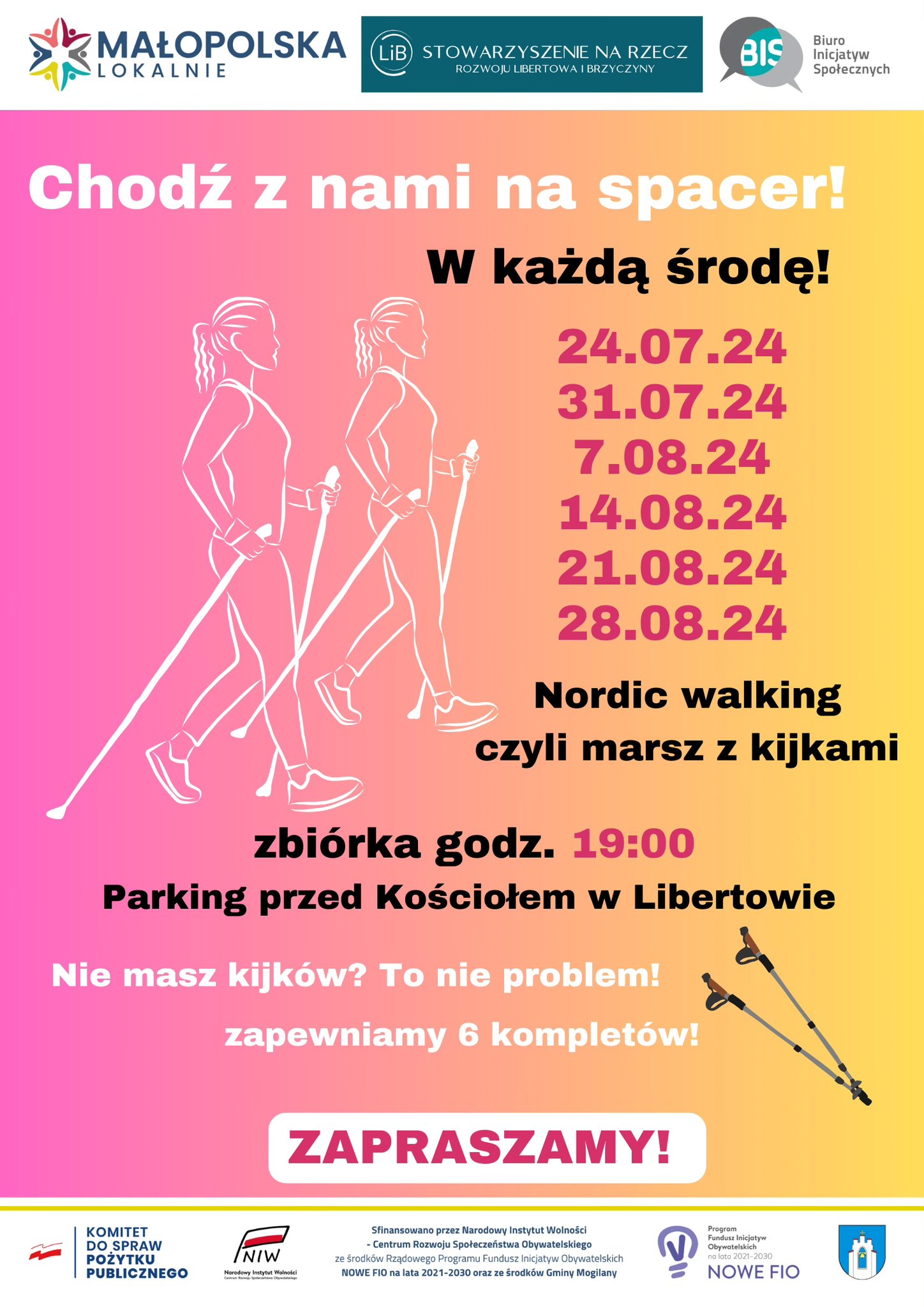 Nordic Walking organizowany przez Stowarzyszenie na rzecz rozwoju Libertowa i Brzyczyny