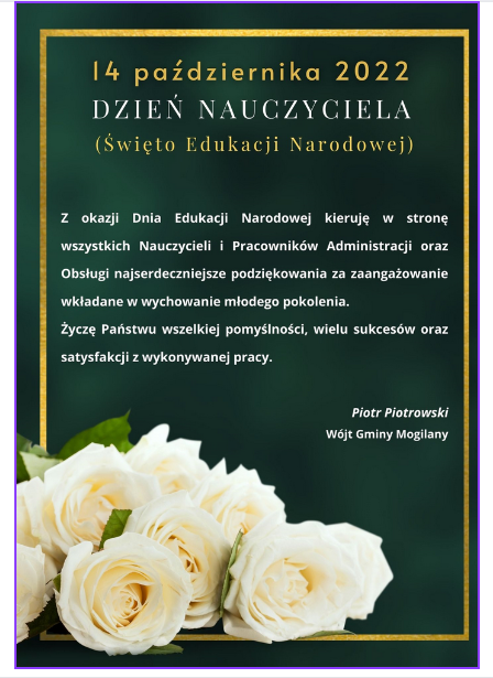 Życzenia Wójta z okazji dnia nauczyciela