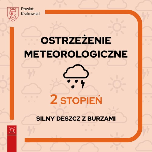 Obraz główny aktualności o tytule OSTRZEŻENIE METEOROLOGICZNE - BURZE I INTENSYWNE OPADY DESZCZU 