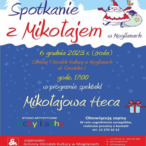 Obraz główny aktualności o tytule Spotkanie z Mikołajem w Mogilanach 