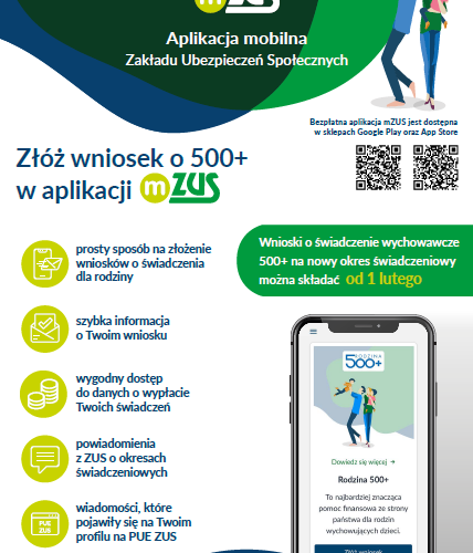Obraz główny aktualności o tytule Informacja ZUS ws. 500+ 