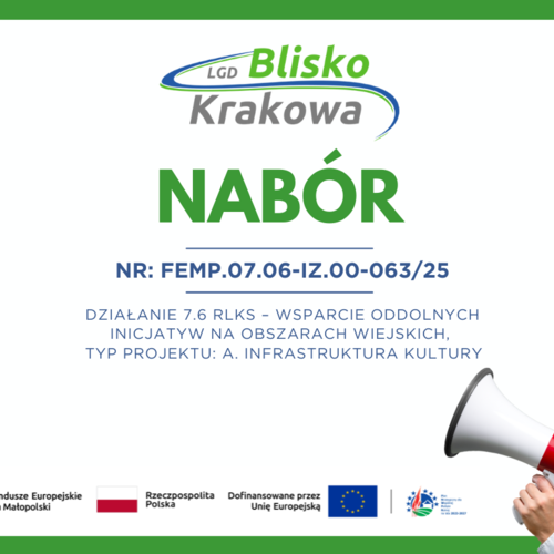 Obraz główny aktualności o tytule OGŁOSZENIE O NABORZE WNIOSKÓW O UDZIELENIE WSPARCIA 