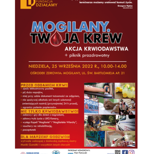 Obraz główny aktualności o tytule „Mogilany. Twoja krew” - akcja krwiodawstwa i piknik prozdrowotny 