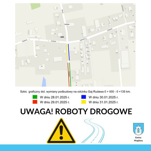 Obraz główny aktualności o tytule Informacja o robotach na ul. Rudawa w m. Gaj 