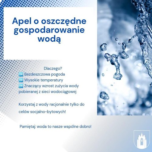 Obraz główny aktualności o tytule Apel o oszczędne gospodarowanie wodą 