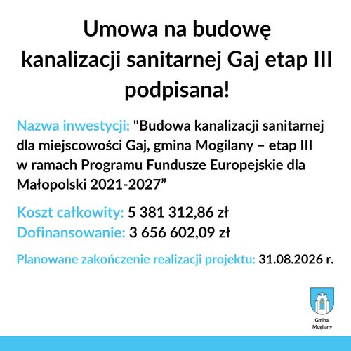 Obraz główny aktualności o tytule Budowa kanalizacji sanitarnej - Gaj Etap III 