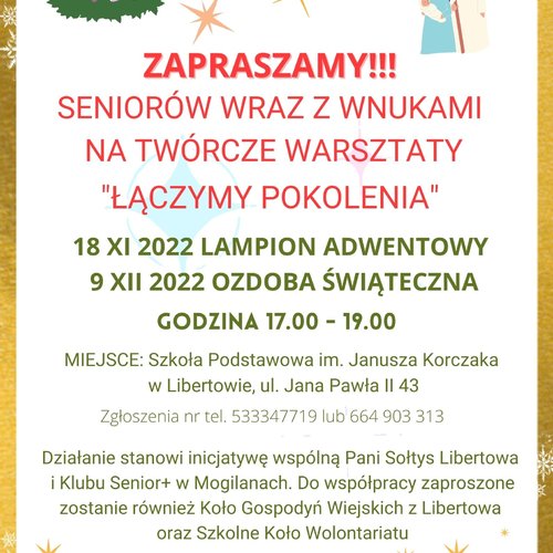 Obraz główny aktualności o tytule Warsztaty ,,Łączymy pokolenia" 