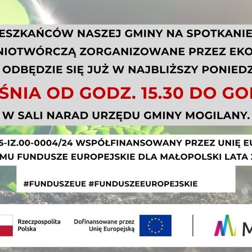 Obraz główny aktualności o tytule Spotkanie dla mieszkańców Gminy Mogilany z Grupą Opiniotwórczą zorganizowane przez Ekodoradców 