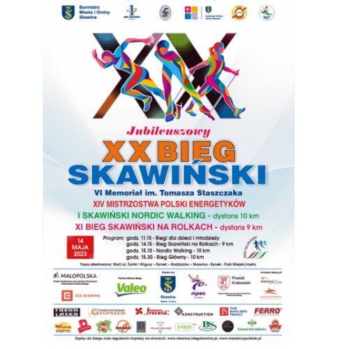 Obraz główny aktualności o tytule XX Jubileuszowy Bieg Skawiński – 14 maja 2023r. 