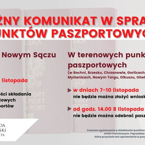Obraz główny aktualności o tytule Komunikat w sprawie punktów paszportowych 