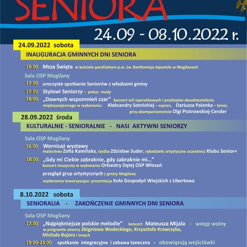 Obraz główny aktualności o tytule Wójt Gminy Mogilany oraz Stowarzyszenie Uniwersytet Trzeciego Wieku w Mogilanach zapraszają na GMINNE DNI SENIORA 