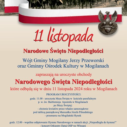 Obraz główny aktualności o tytule Obchody Narodowego Święta Niepodległości w Mogilanach 