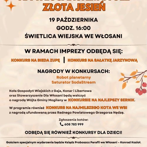 Obraz główny aktualności o tytule Złota jesień we Włosani 